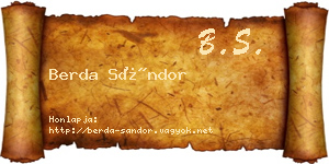 Berda Sándor névjegykártya
